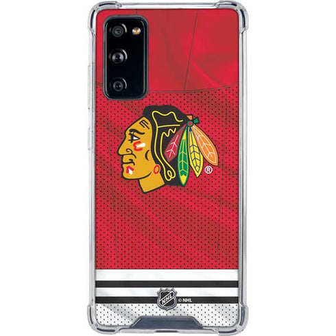 NHL Blackhawks Red Stripes Galaxy S20 FE Clear Case